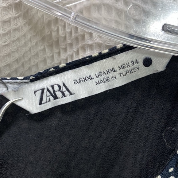 Zara The Helene dress SZ XXL mico dot Mini tiered Black/white puff sleeve FLAW - Picture 3 of 7